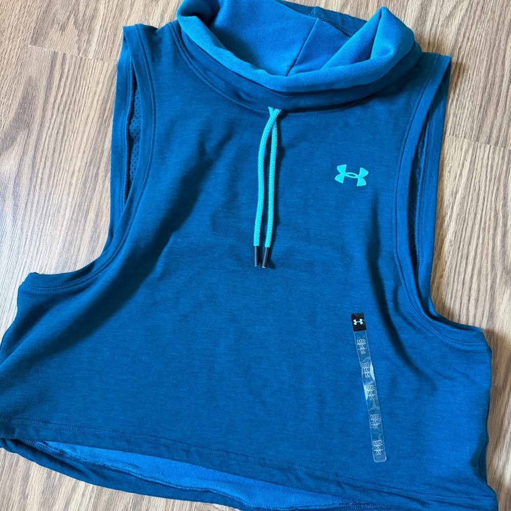 Under Armour Teal Blue Sleeveless Cropped Drawstring Tank